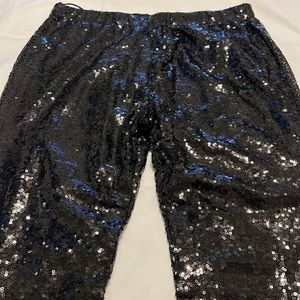 NWT Racheal Black Sequin Fully Lined Leggings Size L